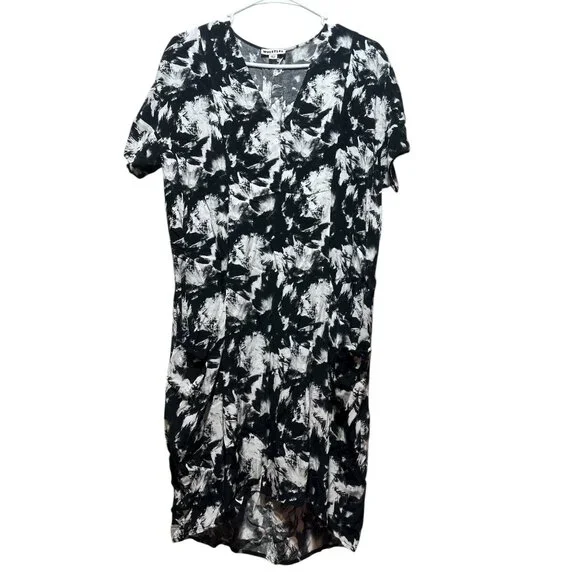 Whistles Hannah Suki Floral Abstract Tunic Dress Women 8 Black White Knee Length - Picture 3 of 16